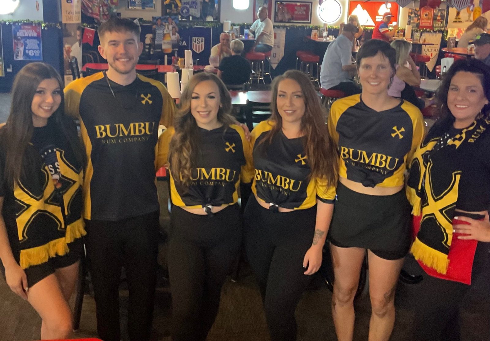 Sam's Saloon staff on a Bumbu Rum promo night in Kennewick, WA
